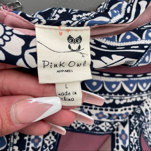 Pink Owl Women’s Print Dress Size L - Picture 8 of 12